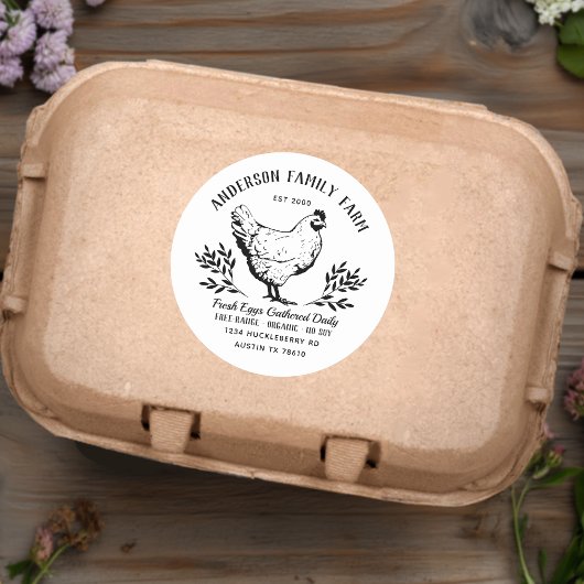 Sticker Rond Foyer Familial OEufs Frais Personnalisés