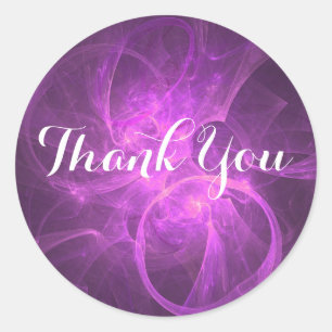 Sticker Rond Fractage rose et violet avec cercles Merci