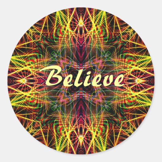 Sticker Rond FractalArts : Croyez (Devant)