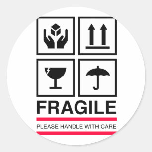 Sticker Rond Fragile manipulez avec la conception graphique