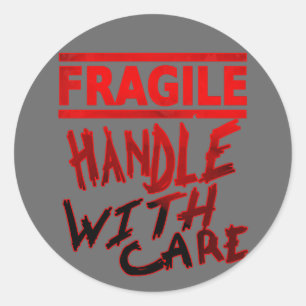 Sticker Rond fragile manipulez avec soin