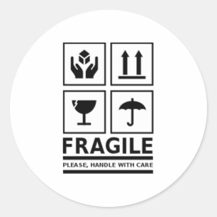 Sticker Rond Fragile manipulez avec soin