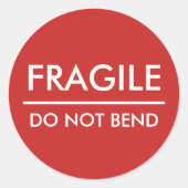 Sticker Rond Fragile / Ne pas plier Affranchissement rouge gras (Devant)
