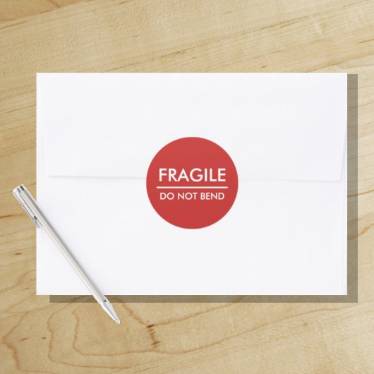 Sticker Rond Fragile / Ne pas plier Affranchissement rouge gras