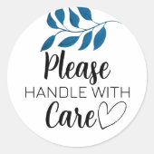 Sticker Rond Fragile please handle with care with leaf (Devant)