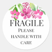 Sticker Rond Fragile s'il vous plaît poignée avec soin jaune ro (Devant)