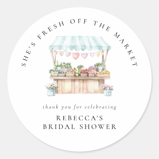 Sticker Rond Fraîchement De La Fête des mariées De Marché Des A (Devant)