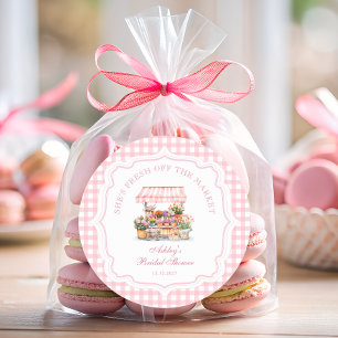 Sticker Rond Fraîchement De La Fête des mariées De Marché Des A