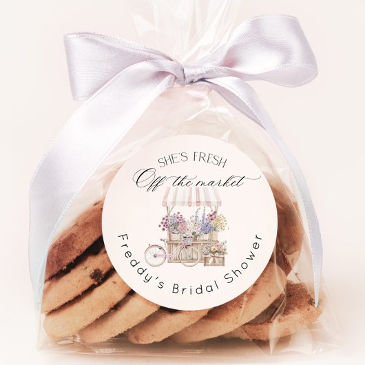 Sticker Rond Fraîchement sortie du marché Chariot de fleurs boh