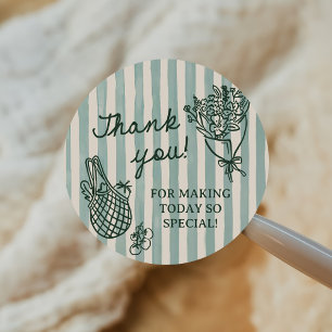 Sticker Rond Fraîchement sortie du marché Mariage Shower Dessin