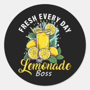 Sticker Rond Fraîchement Tous Les Jours Le Boss Lemonade