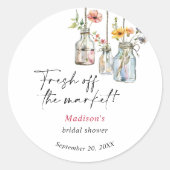 Sticker Rond Frais sorti du Marché Pot Floral Mariage Shower (Devant)