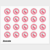 Sticker Rond Fraise 1er anniversaire Aquarelle rouge plaid Favo (Feuille)