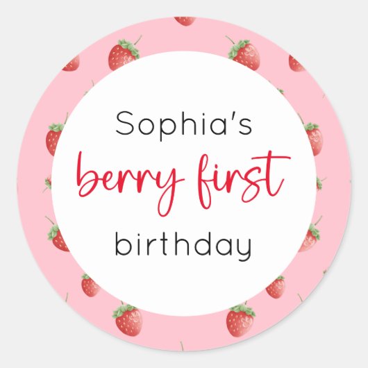 Sticker Rond fraise 1er anniversaire Berry 1er (Devant)