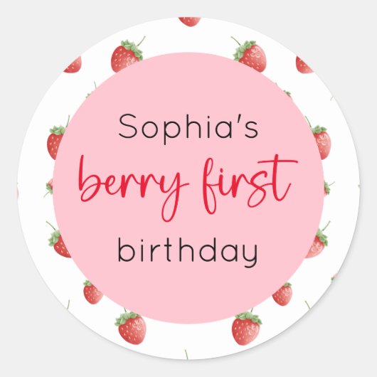 Sticker Rond fraise 1er anniversaire Berry 1er (Devant)