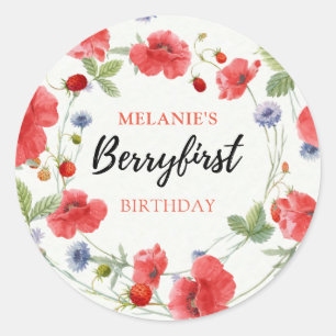 Sticker Rond Fraise 1er anniversaire Berry First