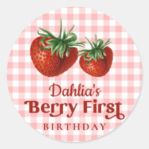 Sticker Rond Fraise 1er anniversaire Berry Premier anniversaire