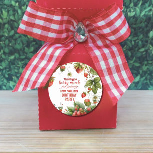 Sticker Rond Fraise 1er anniversaire Berry Première invitation