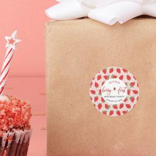 Sticker Rond Fraise 1er Anniversaire Fête Berry 1er