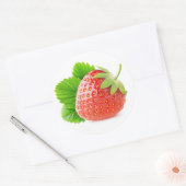 Sticker Rond Fraise à la feuille (Enveloppe)