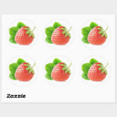 Sticker Rond Fraise à la feuille (Feuille)