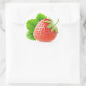 Sticker Rond Fraise à la feuille (Sac)