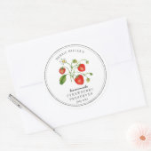 Sticker Rond Fraise à l'aquarelle sur pot de confiture blanc (Enveloppe)