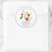 Sticker Rond Fraise à l'aquarelle sur pot de confiture blanc (Sac)
