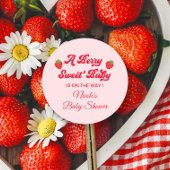 Sticker Rond Fraise Baby shower Favoriser