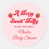 Sticker Rond Fraise Baby shower Favoriser (Devant)