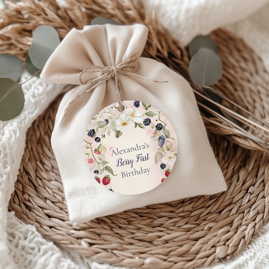 Sticker Rond Fraise Berry 1ère fête d'anniversaire