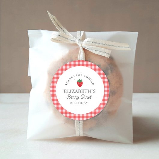 Sticker Rond Fraise Berry Premier pique-nique Anniversaire
