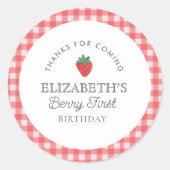 Sticker Rond Fraise Berry Premier pique-nique Anniversaire (Devant)