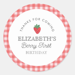 Sticker Rond Fraise Berry Premier pique-nique Anniversaire