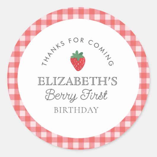 Sticker Rond Fraise Berry Premier pique-nique Anniversaire (Devant)