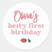 Sticker Rond Fraise Berry Première fête d'anniversaire (Devant)