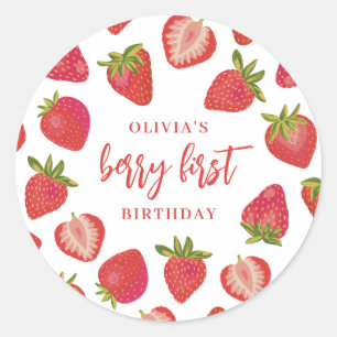 Sticker Rond Fraise Berry Premières filles Anniversaire personn