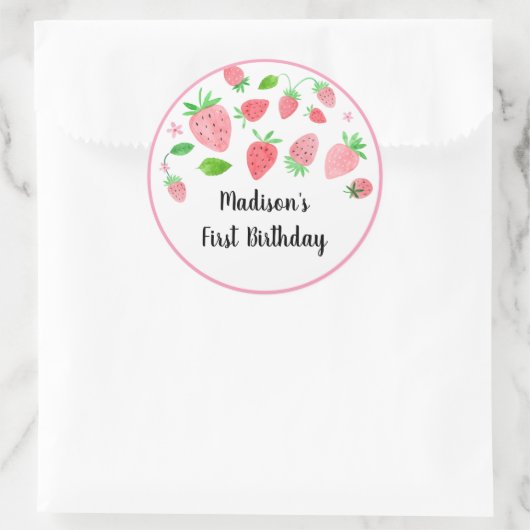 Sticker Rond Fraise Berry Sweet Anniversaire (Sac)