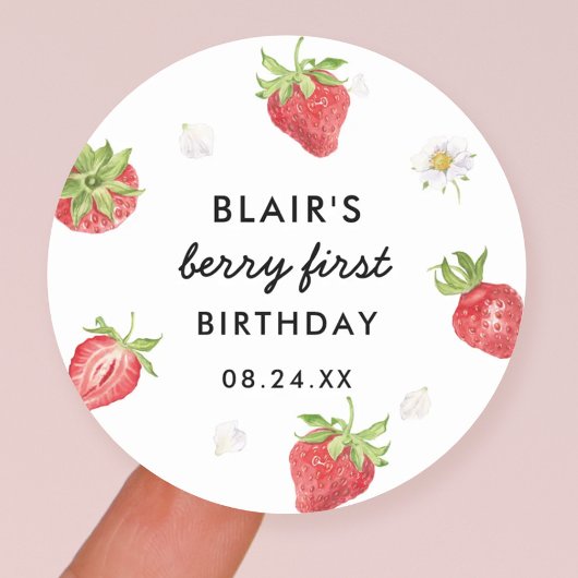 Sticker Rond Fraise Berry Sweet Anniversaire Favoriser