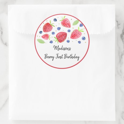 Sticker Rond Fraise bleuet Berry Sweet Anniversaire (Sac)