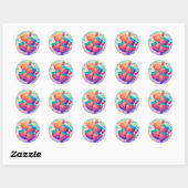 Sticker Rond Fraise colorée (Feuille)