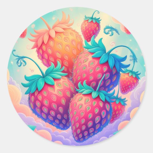 Sticker Rond Fraise colorée (Devant)