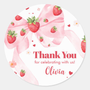 Sticker Rond Fraise Coquette fête d'anniversaire