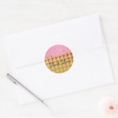 Sticker Rond Fraise crème glacée gaufre cône fête d'anniversair (Enveloppe)