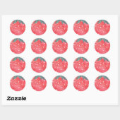 Sticker Rond Fraise d'aquarelle mignonne (Feuille)