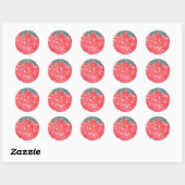 Sticker Rond Fraise d'aquarelle mignonne (Feuille)