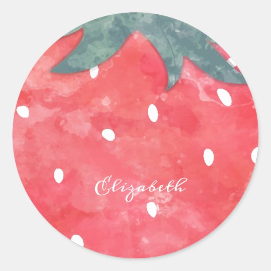 Sticker Rond Fraise d'aquarelle mignonne (Devant)
