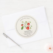 Sticker Rond Fraise de style vintage sur pot de confiture blanc (Enveloppe)