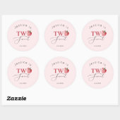 Sticker Rond Fraise deux jolies fêtes d'anniversaire (Feuille)