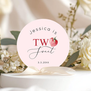 Sticker Rond Fraise deux jolies fêtes d'anniversaire